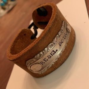 Leather cuff spoon handle bracelet
